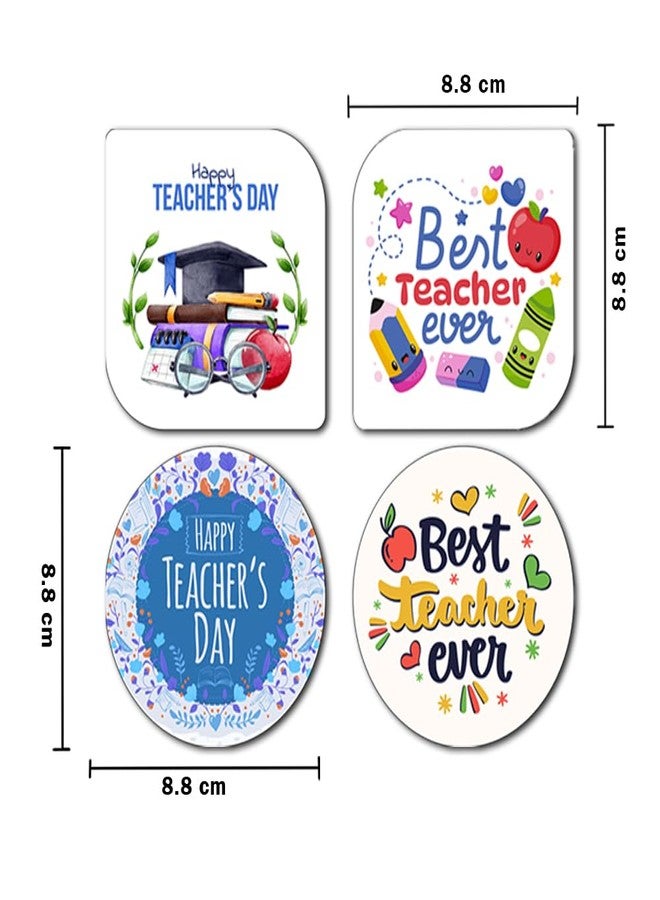 Deep Print Teachers Day Fridge Magnet Set, 4 Wooden Magnets, 3.5 x 3.5 Inch - Image 3